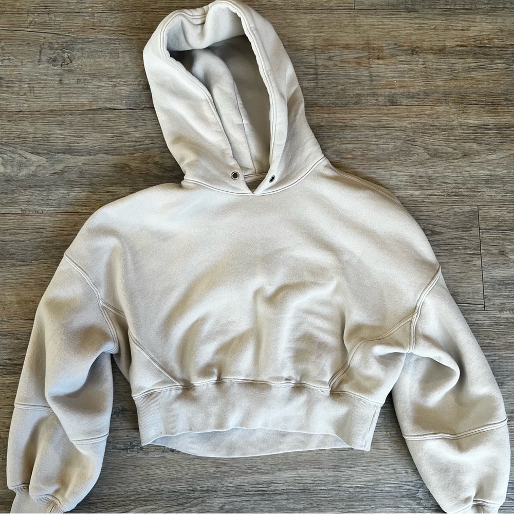 Abercrombie & Fitch Cream Cropped Hoodie